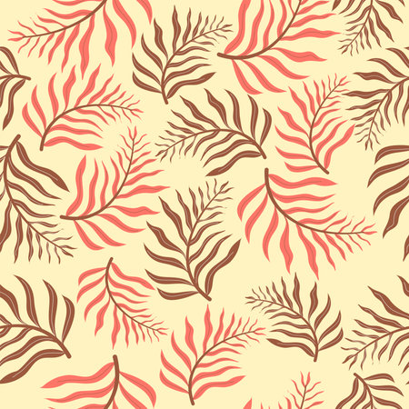Bohemian print, branches with leaves patternsのイラスト素材