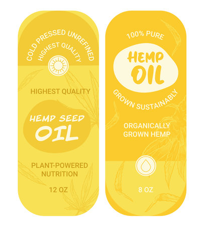 Pure hemp oil, cold pressed unrefined emblemsのイラスト素材