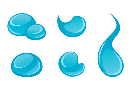 Water drops, rain or tears, puddle blob vectorのイラスト素材