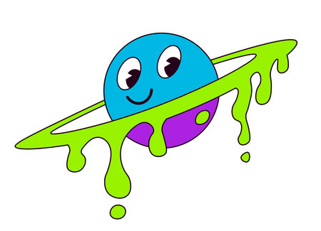 Doodle character, cosmic planet personage vectorのイラスト素材