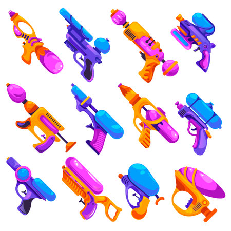 Water gun or pistol assortment, toy for gamesのイラスト素材