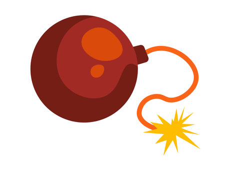 Bomb with wick and ignition, weapon explosionのイラスト素材