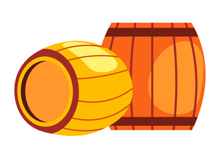 Wooden barrel for drinks, wine or rome vectorのイラスト素材