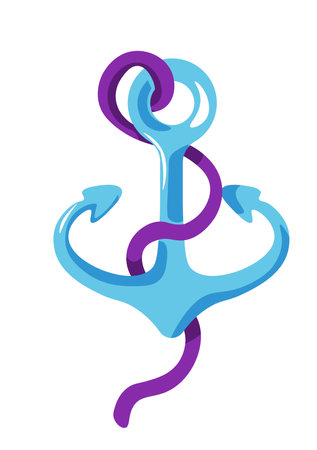 Pirates anchor with rope, naval tradition vectorのイラスト素材