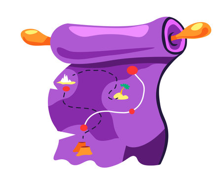 Pirates treasure hunt map with traces and infoのイラスト素材