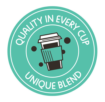 Quality energy cup, unique blend, coffee labelのイラスト素材