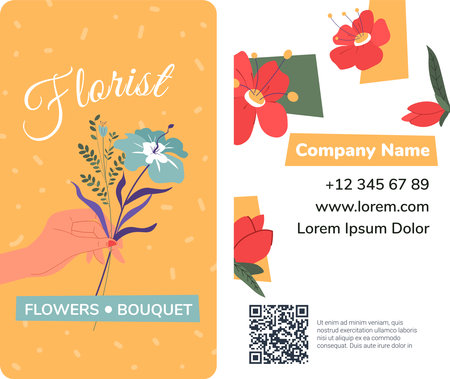 Florist shop or service, business cardのイラスト素材