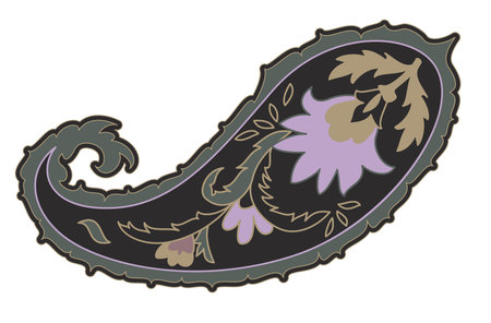 Blooming flowers, paisley ornament with leavesのイラスト素材