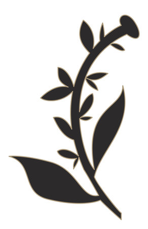 Stem of flower, leaves and foliage paisley vectorのイラスト素材