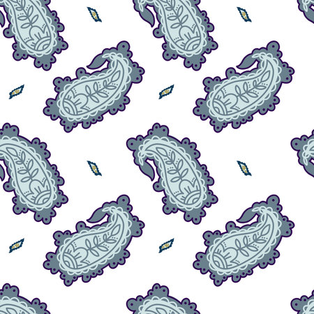 Floral paisley seamless pattern with foliage decorのイラスト素材