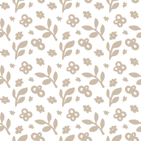Blooming flowers and foliage, stems pattern printのイラスト素材