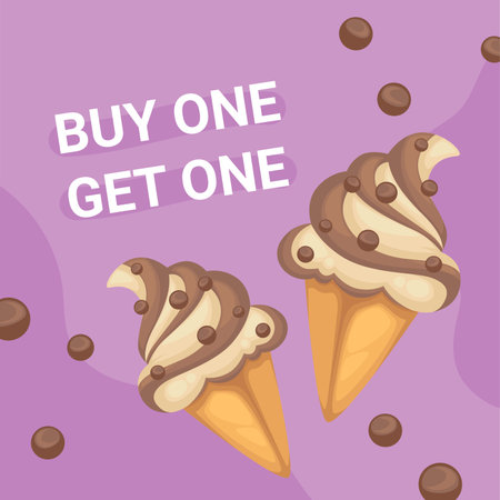 Buy one and get another for free, promo bannerのイラスト素材