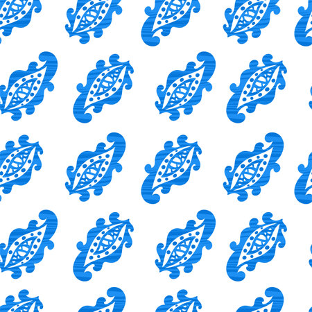 Blooming blue flowers, vintage foliage printsのイラスト素材