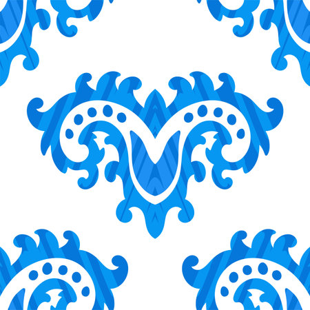 Blooming flowers and vintage foliage wallpaperのイラスト素材