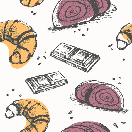 Desserts and sweets from cafe or restaurant printのイラスト素材
