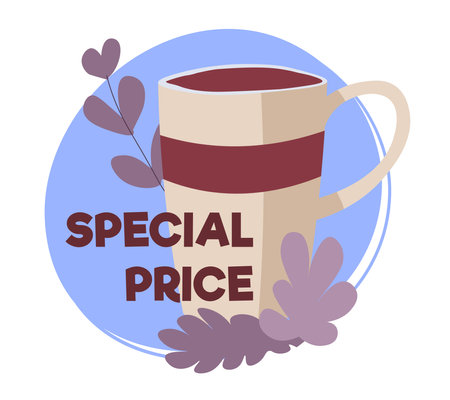 Special price on coffee beverages, tasty drinksのイラスト素材