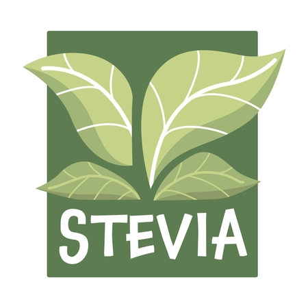 Stevia sweetener, substitute of sugar label logoのイラスト素材