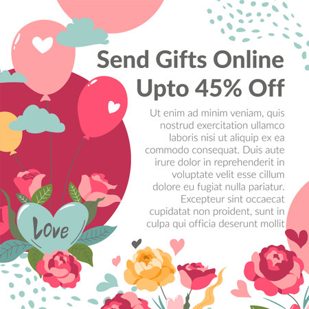Send gifts online, up to 45 percent off, promoのイラスト素材