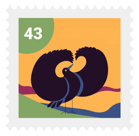 Black crow or western jackdaw postal mark vectorのイラスト素材