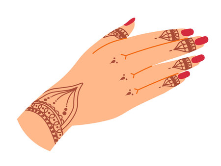 Hand with henna design, marriage symbol womenのイラスト素材