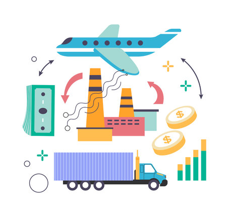 Business circle, services and earning money vectorのイラスト素材