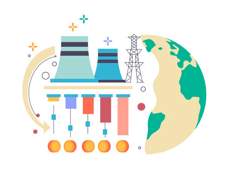 Power plants and stations energy generation chartのイラスト素材