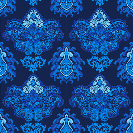 Blooming flowers and leaves, paisley design vectorのイラスト素材