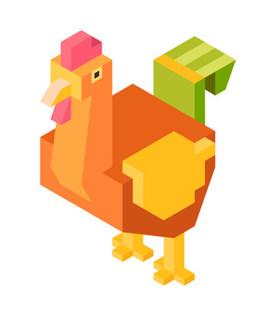 Animal from farm, geometric chicken design vectorのイラスト素材