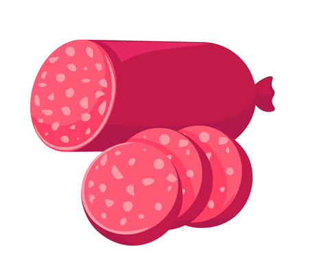 Meat products, sausage with fat organic mealsのイラスト素材