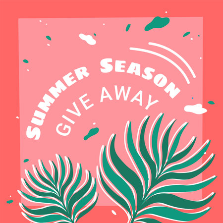Summer season give away, promotional banner vector