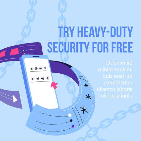 Try heavy duty security for free, banner promoのイラスト素材