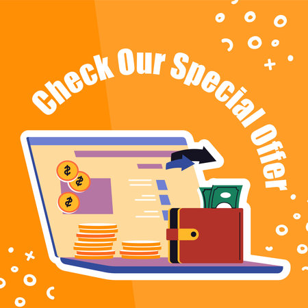 Check our special offer, financial applicationのイラスト素材