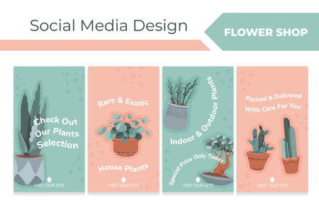 Social media story set for flower shop advertisingのイラスト素材