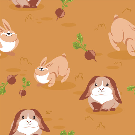 Hares and rabbits on field with beetroots vectorのイラスト素材