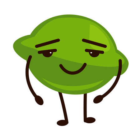 Fruit cartoon character, ripe lime personagesのイラスト素材