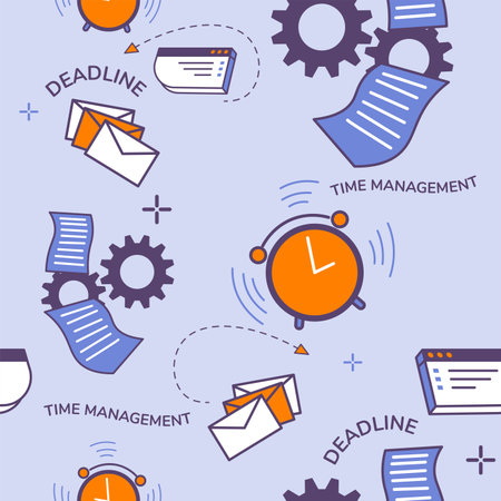 Time management and deadlines, seamess patternのイラスト素材