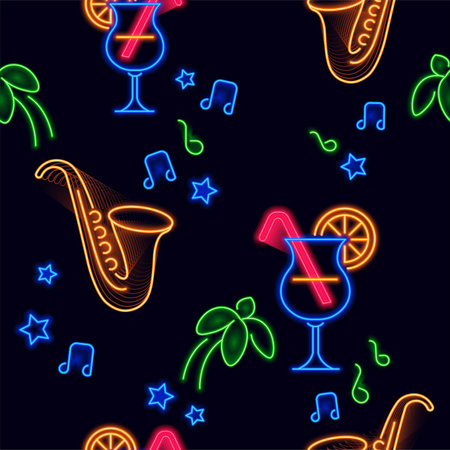 Karaoke bar or night life entertainment patternのイラスト素材