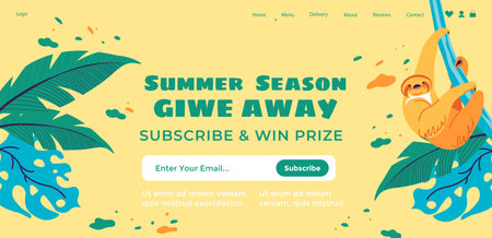 Summer season give away, subscribe and win prizeのイラスト素材