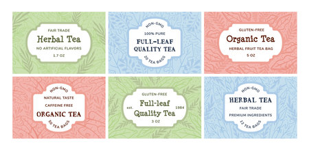 Sticker label design set for herbal tea packageのイラスト素材