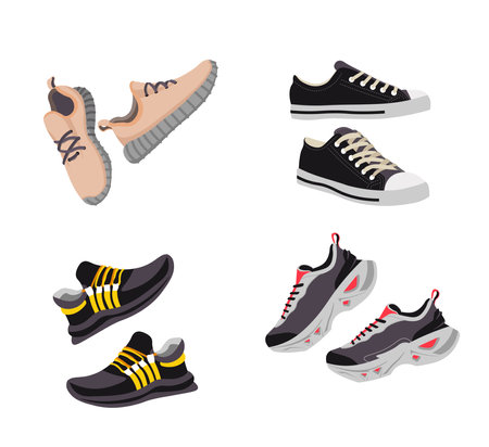 Sneakers for women, stylish shoes for femalesのイラスト素材