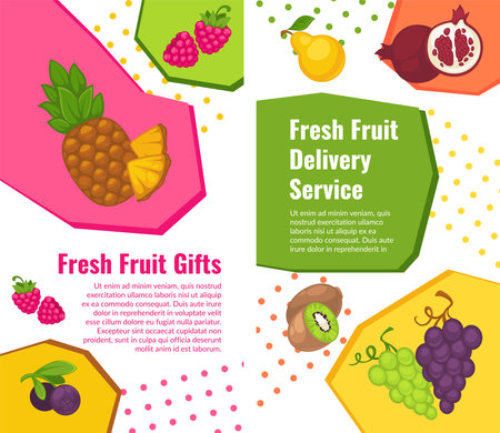 Fresh fruit delivery service, pineapple and grapesのイラスト素材