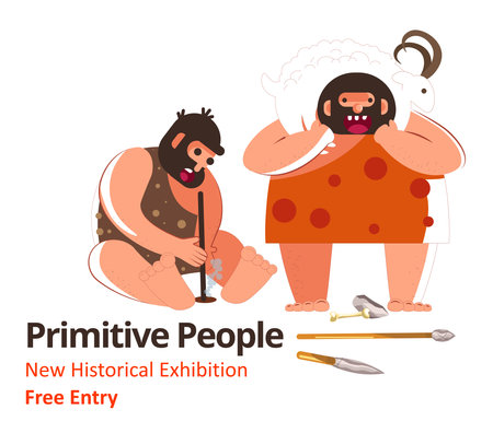 Primitive people new historical exhibition vectorのイラスト素材