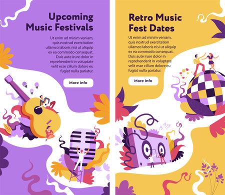 Upcoming music festivals, retro fest dates webのイラスト素材