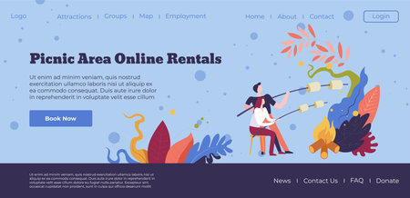 Picnic area online rentals, book now at websiteのイラスト素材