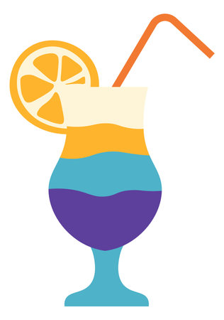 Cocktail with decorative straw and lemon sliceのイラスト素材