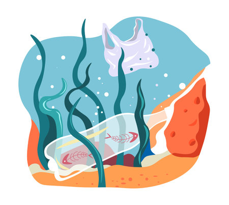 Water pollution and contamination of ocean massのイラスト素材