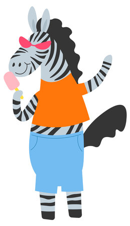 Funny zebra character wearing glasses, vectorのイラスト素材
