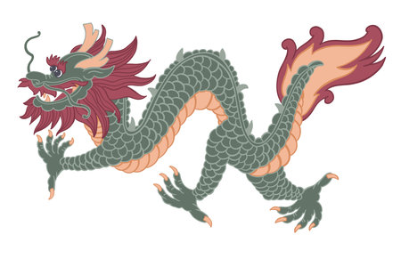 Chinese new year flying dragonのイラスト素材