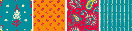 Seamless pattern collection Paisleyのイラスト素材