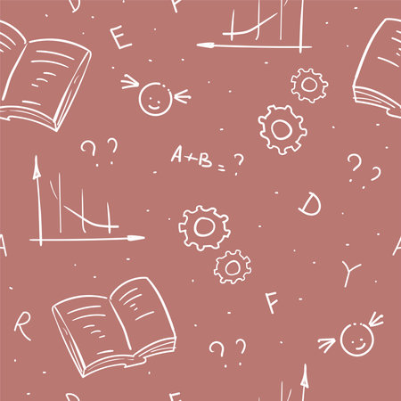 Mathematic doodles seamless background patternのイラスト素材